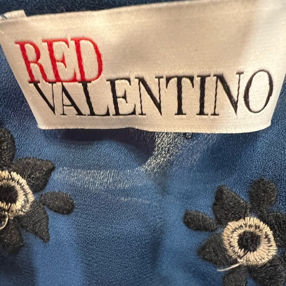 RED Valentino Embroidered Blue and Black Midi Dress - Picture 7 of 14